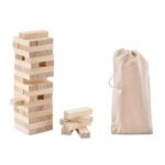topling tower game in cotton pouch