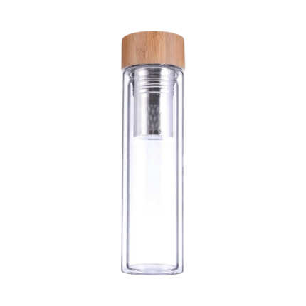 Livra - Double Wall Glass Bottle with Bamboo Lid 1