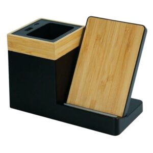 Aliar - 15W Bamboo and Recycled Wireless Charger and Pen Holder