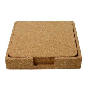 Set of 4 cork coasters with cork stand in sustainable design