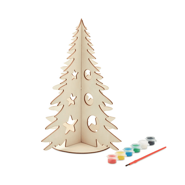 elfin-christmas-tree-ornament-with-paints Wooden Christmas tree ornament with paints