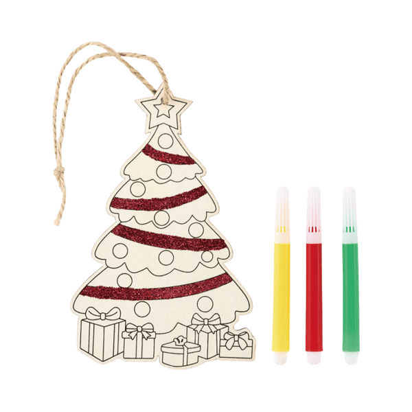 jingart-diy-christmas-tree-with-markers Wooden Christmas tree coloring set