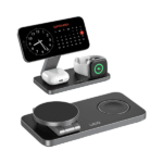 Desktop setup with Trevo 3-in-1 charger