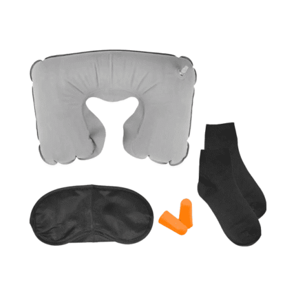 Branded travel kit with neck pillow and socks UAE