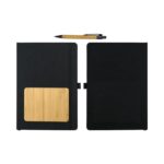 Bamboo notebook with pen in black slide box