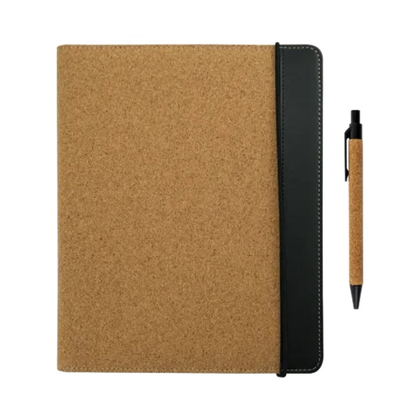 orano-b5-cork-folder Cork cover folder B5 size with notepad and pen